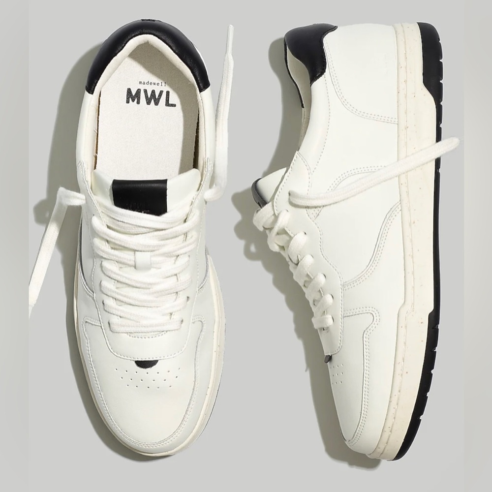 Madewell White and Black Contrast Low-Top Sneakers
